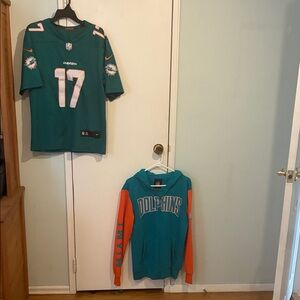 Miami dolphins jersey and zippered sweatshirt